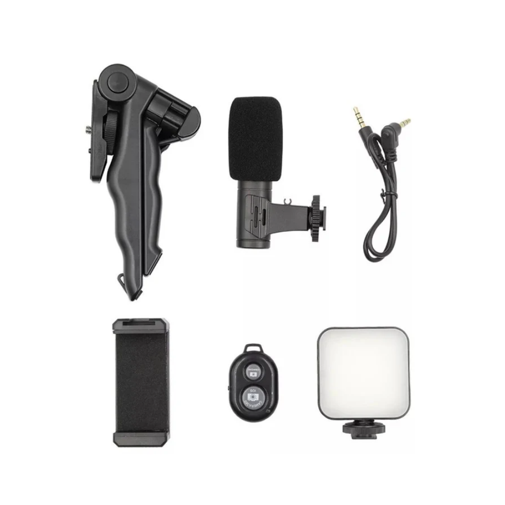 Kit de luces, micrófono y trípode